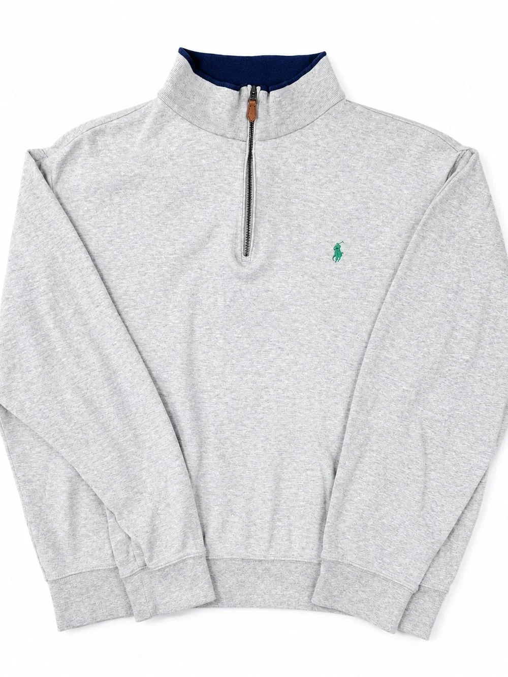 Polo Golf Ralph Lauren Vintage Quarter Zip Sweatshirt Mens L Gray Green Pony